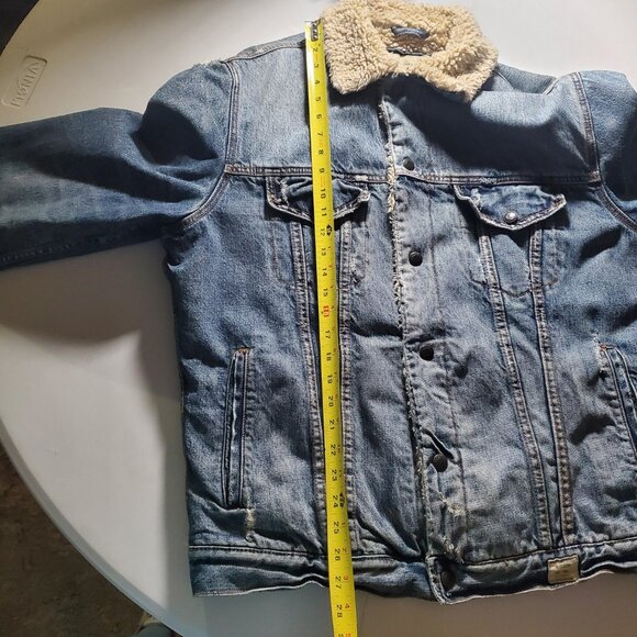 Abercrombie and Fitch Sherpa Lined Denim Trucker Jacket Sz XL mens - Picture 10 of 16